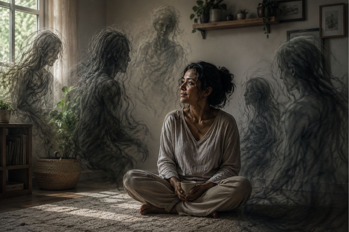 Uma mulher lidando com os fantasmas do medo