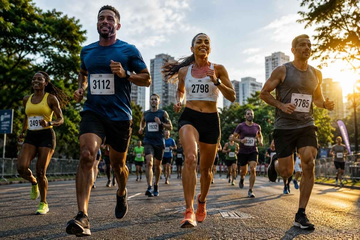 Um grupo de pessoas em uma corrida