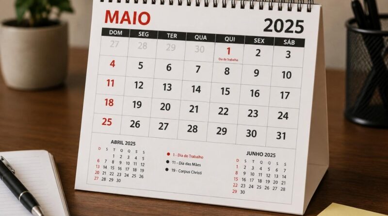 Um calendário de pagamentos sociais em cima da mesa
