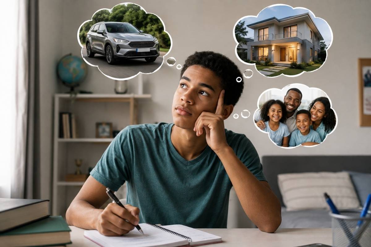 Um adolescente pensando no que ele quer, como forma de desenvolver constância